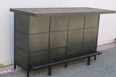 Industrial Bar, Wet Bar, Modern Industrial Style, Reclaimed Wood Liquor Cabinet. 2 small