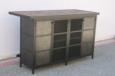 Industrial Bar, Wet Bar, Modern Industrial Style, Reclaimed Wood Liquor Cabinet. 5 small