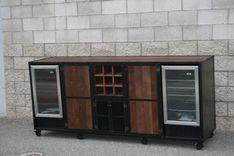 Reclaimed Wood Liquor Cabinet, Beverage Center. Refrigerator Unit, Bar, Rustic. Kitchen Island. 3 small