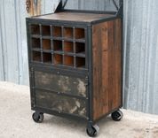 Vintage Industrial Mid Century Style Liquor Cabinet  Bar Cart 2 small