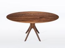 Oval Dining Table With Mid Century Modern Pedestal Base "Kapok" 5 small