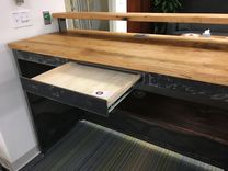 Steel And Reclaimed Hardwood Reception Desk 5 small