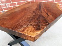 Live Edge Coffee Table- Black Walnut- X Style Steel Legs- Black- Industrial- Modern- Rustic 1 small