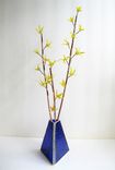 Forsythia Branches- Flame Worked Glass And Copper In Grass Green Stained Glass Vase 5 small