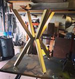 Modern Dining/Banquette Table In Steel And Glass. 3 small