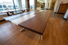 White Epoxy Dining Table With Diamond X-Shaped Legs 2 small