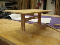 Cherry 3-Plank Trestle Dining Table 2 small