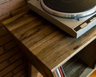 Record Player Stand, Premium Solid Wood Vinyl Storage Black Limba 2 small