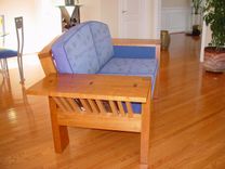 Custom  Cherry And Upholstered Loveseat 2 small