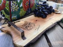 Unique Custom Serving Tray, Cheese Board, Charcuterie Or Serving Board With Copper Hammer Handles 6 small
