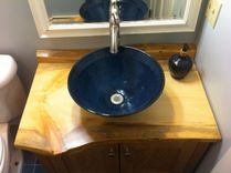 Cherry Bathroom Vanity With Live-Edge Pine Counter 2 small