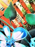 Upcycled Metal Art Flowers Antique Iron Urn 1920s 5 small