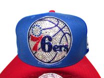 Philadelphia 76ers Sixers Nba Crystallized Snapback Baseball Cap Genuine European Crystals Bedazzled 2 small