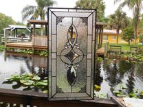 Stained Glass Transom Window, Glass Window Valance, Beveled Glass Panel 5 small