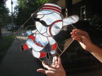 Brewers And Reds Retro Logo Stained Glass 2 small