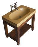 Bathroom Vanity With Wormy Chestnut Base And Integral Concrete Sink 1 small