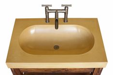 Bathroom Vanity With Wormy Chestnut Base And Integral Concrete Sink 2 small