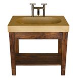 Bathroom Vanity With Wormy Chestnut Base And Integral Concrete Sink 4 small