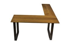 Solid Wood L Desk, Oak Corner Desk, L Desk With Metal Legs, Elbow Desk, Custom Office Desk 3 small