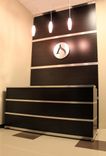 Reception Desk & Accent Wall - Brushed Aluminum & Wenge 1 small