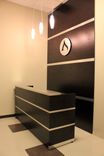 Reception Desk & Accent Wall - Brushed Aluminum & Wenge 2 small