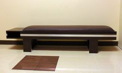 Brushed Aluminum And Wenge Upholstered Bench 1 small