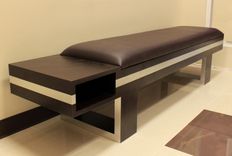 Brushed Aluminum And Wenge Upholstered Bench 2 small
