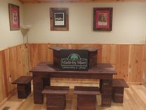 Unique Walnut Dining Set With 6 Individual Benches 1 small
