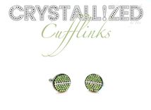 Custom Crystallized Cufflinks Mens Formalwear Fashion Bling Genuine European Crystals Bedazzled 1 small