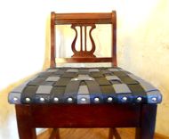 Hand-Weaved Re-Upholstered Antique Chair 2 small
