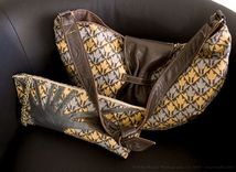 Leather Applique Shoulderbag & Travel Case In Steel/Cocoa 1 small
