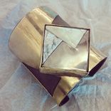 Bronze, Leather & Mother-Of-Pearl Cuff Bracelet 1 small