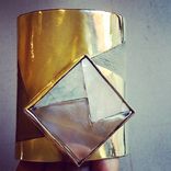 Bronze, Leather & Mother-Of-Pearl Cuff Bracelet 2 small