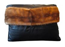 Upcycled Black Leather And Mink Fur Throw Pillow 2 small