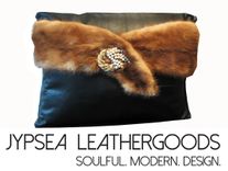 Upcycled Black Leather And Mink Fur Throw Pillow 1 small