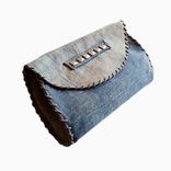 Studded Gray Leather Clutch 1 small