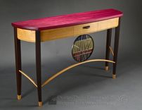 Neapolitan Sofa Table With Purpleheart, Oak, And Wenge 1 small