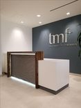 Hyper White Reception Desk With Reclaimed Wood Cowl 1 small