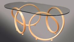 Modern, Oval Glass Top Alder Or Mahagany Infinity Accent Coffee Table 3 small