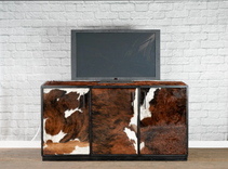 Cowhide Media Console, Leather Sideboard, Rustic Credenza, Modern Ranch Style Buffet, 1 small