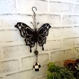 Checked Wind Catcher Black And White Check Patio Garden Decor Checked Butterfly 3 small
