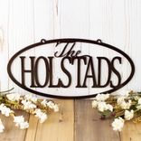 Custom Hanging Oval Metal Family Name Sign 1 small