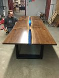 Book-Matched Black Walnut, Resin, And Steel Conference Table 1 small
