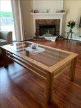 Red Oak  Coffee Table, Glass top coffee table 2 small