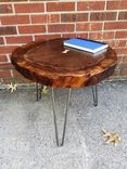 Round Live Edge Coffee Table- Claro Walnut- Dark Wood- Coffee Table- Mid Century- Tree Slice- Log 2 small