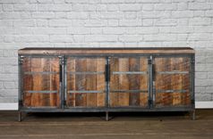 Farmhouse Style Credenza, Reclaimed Wood Media Console, Rustic Buffet, Industrial Media Console 1 small