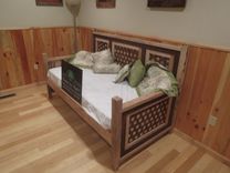 Native American Inspired Daybed Woven With Natural And Stained Wormy Chestnut 3 small