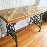 Reclaimed Flooring Console Table W/ Antique Cast Iron Legs 2 small