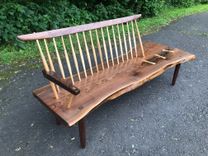Nakashima Style Walnut Conoid Bench 5 small