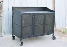 Vintage Industrial Host Stand, All Steel Greeter Station, Modern Pos, 2 small